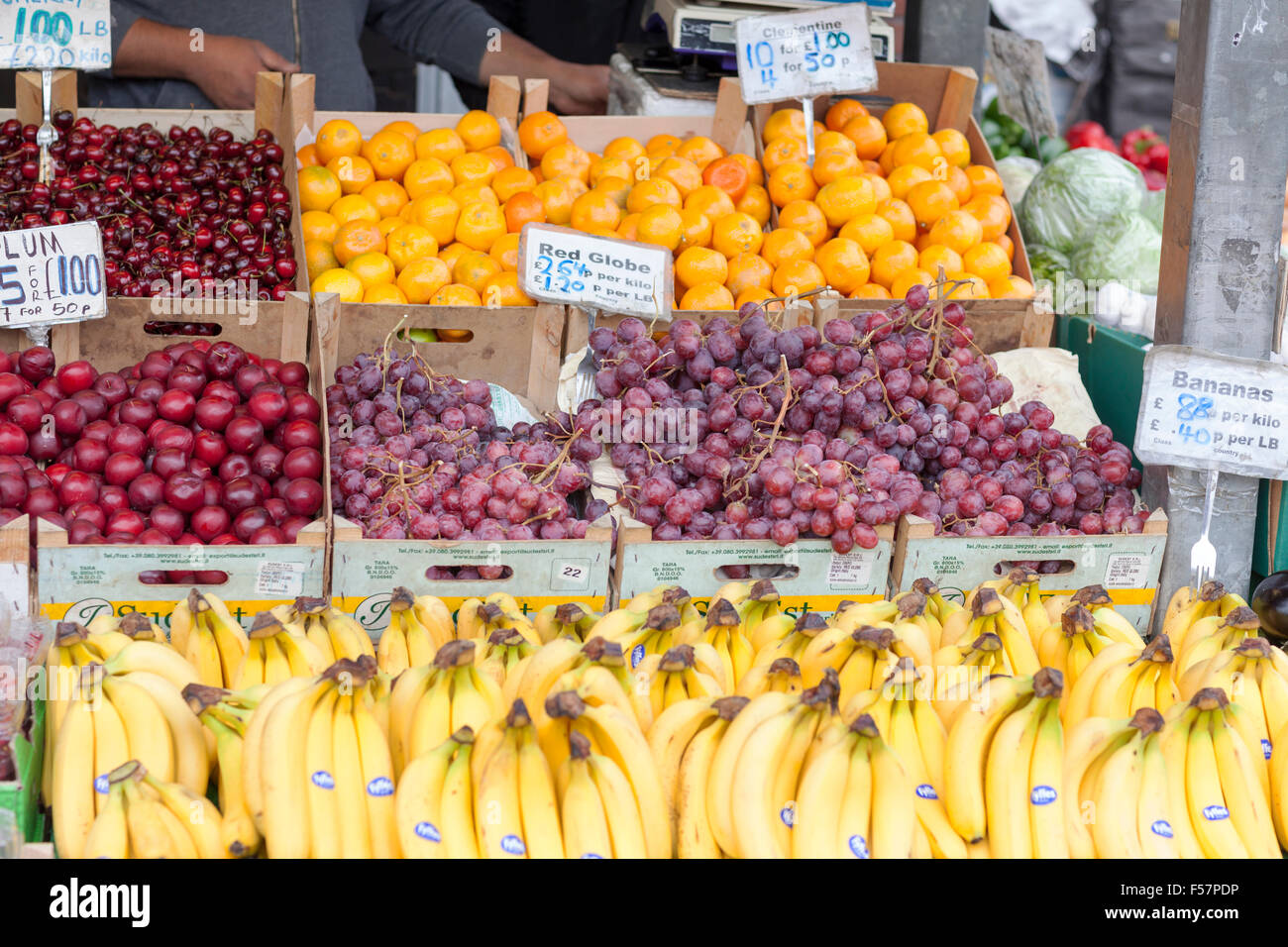 UK, Leeds, stall selling fruit in Leeds Market Stock Photo Alamy
