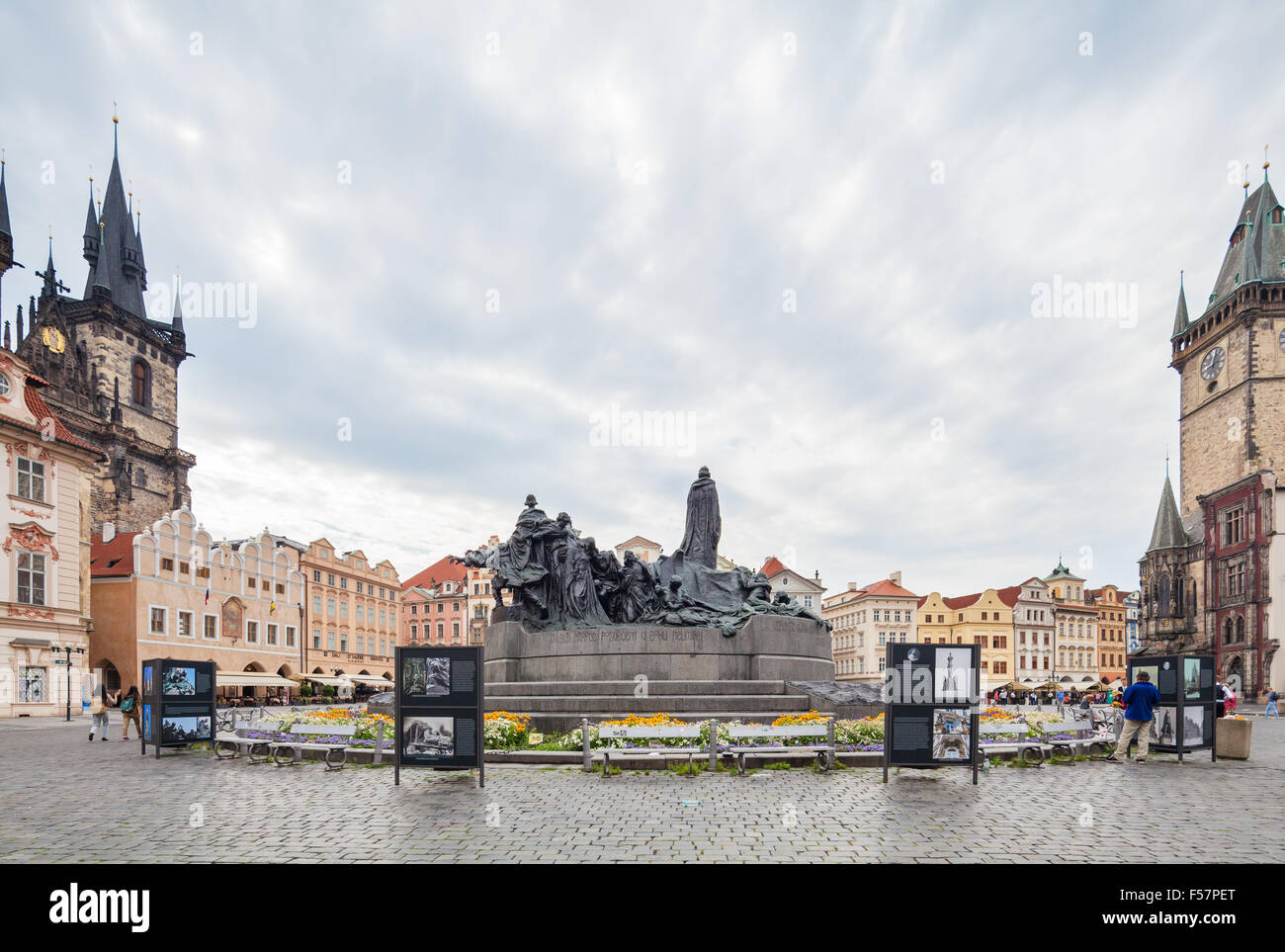 Jan Hus monument in Prague Stock Photo