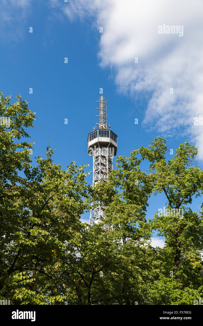 Petřín Lookout Tower in Prague Stock Photo