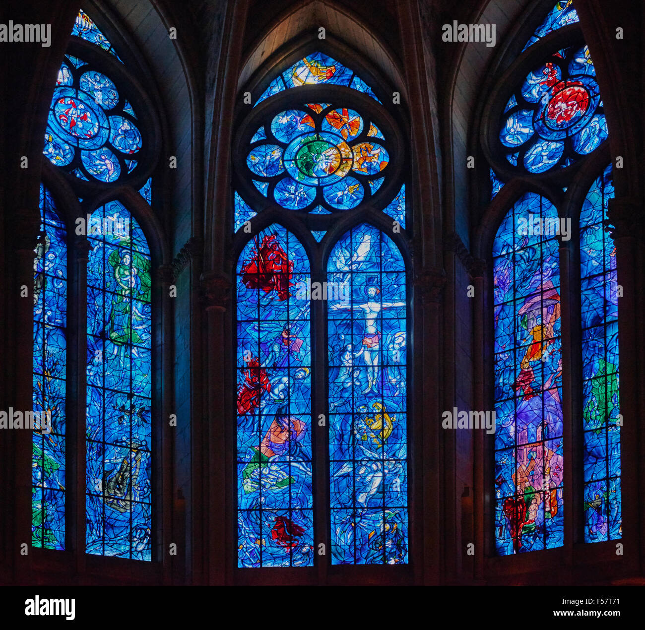 France, Champagne, Reims, Reims Cathedral, The Stained Glass Window by