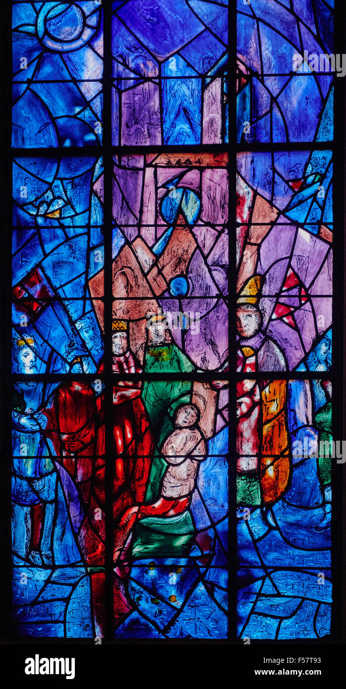 Reims cathedral stained glass marc chagall hires stock photography and