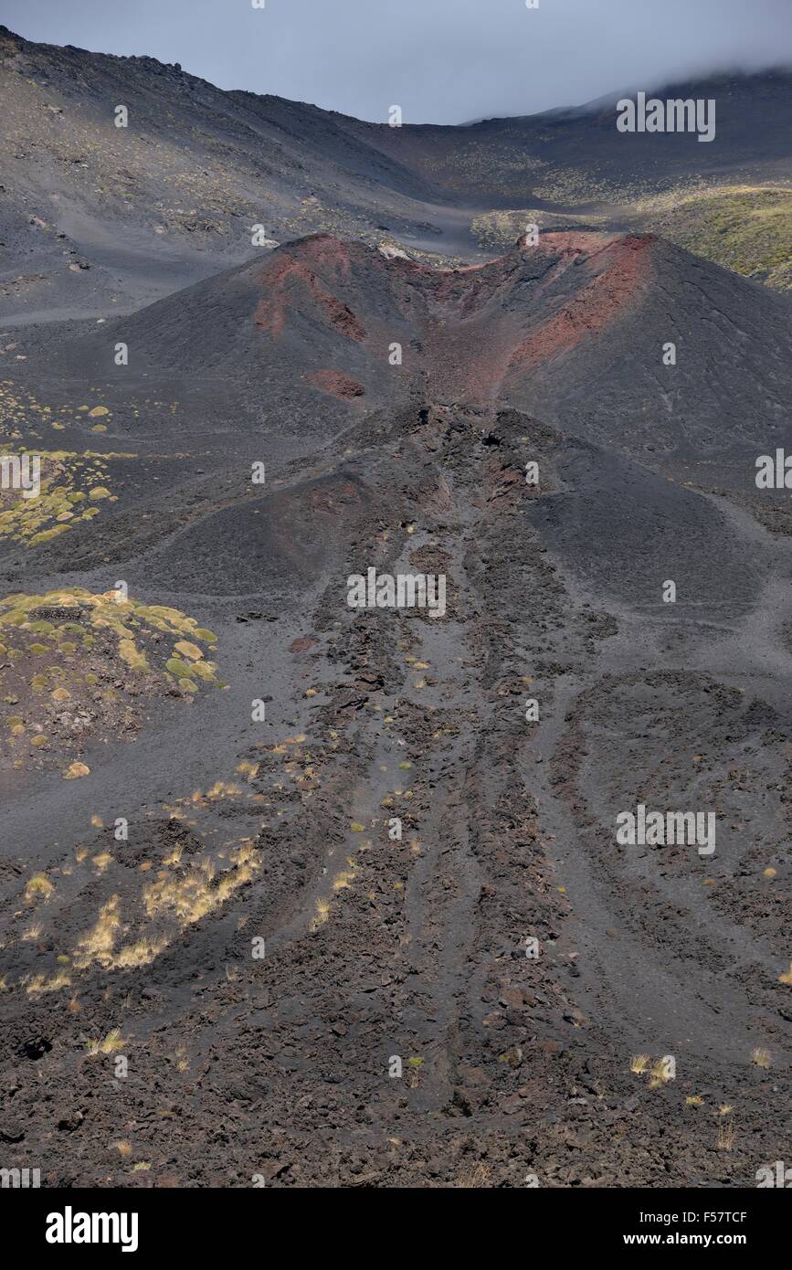 Side crater La Montagnola, Mount Etna, Sicily, Italy Stock Photo