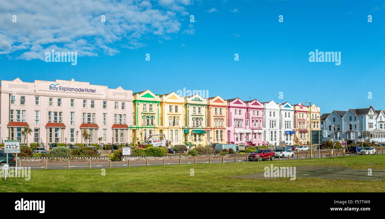 Colorful houses at the Paignton Seafront, Torbay, Devon, England, UK Stock Photo