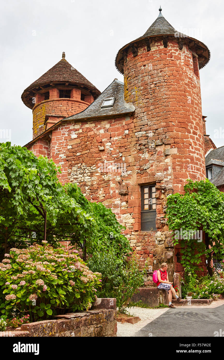 Typical style of building in Collonges-la-Rouge, Correze, Limousin, France. Stock Photo