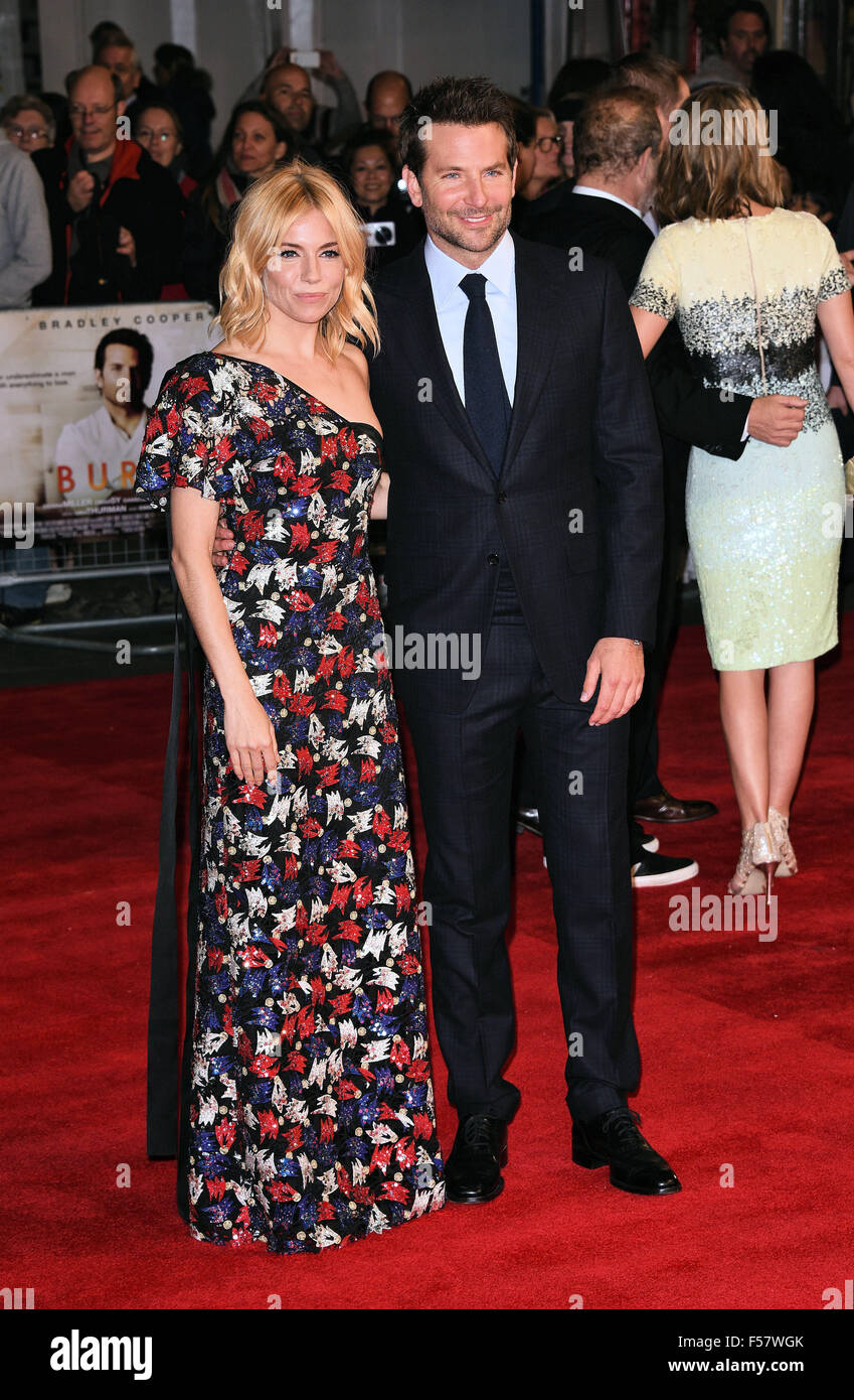 London, UK. Sienna Miller and Bradley Cooper at the European Premiere ...