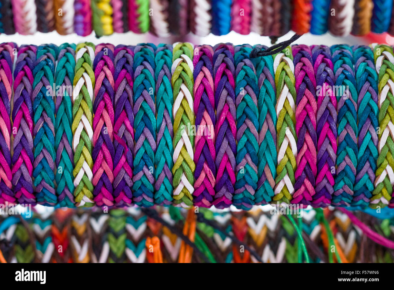 Colored leather bracelets. Background Stock Photo Alamy