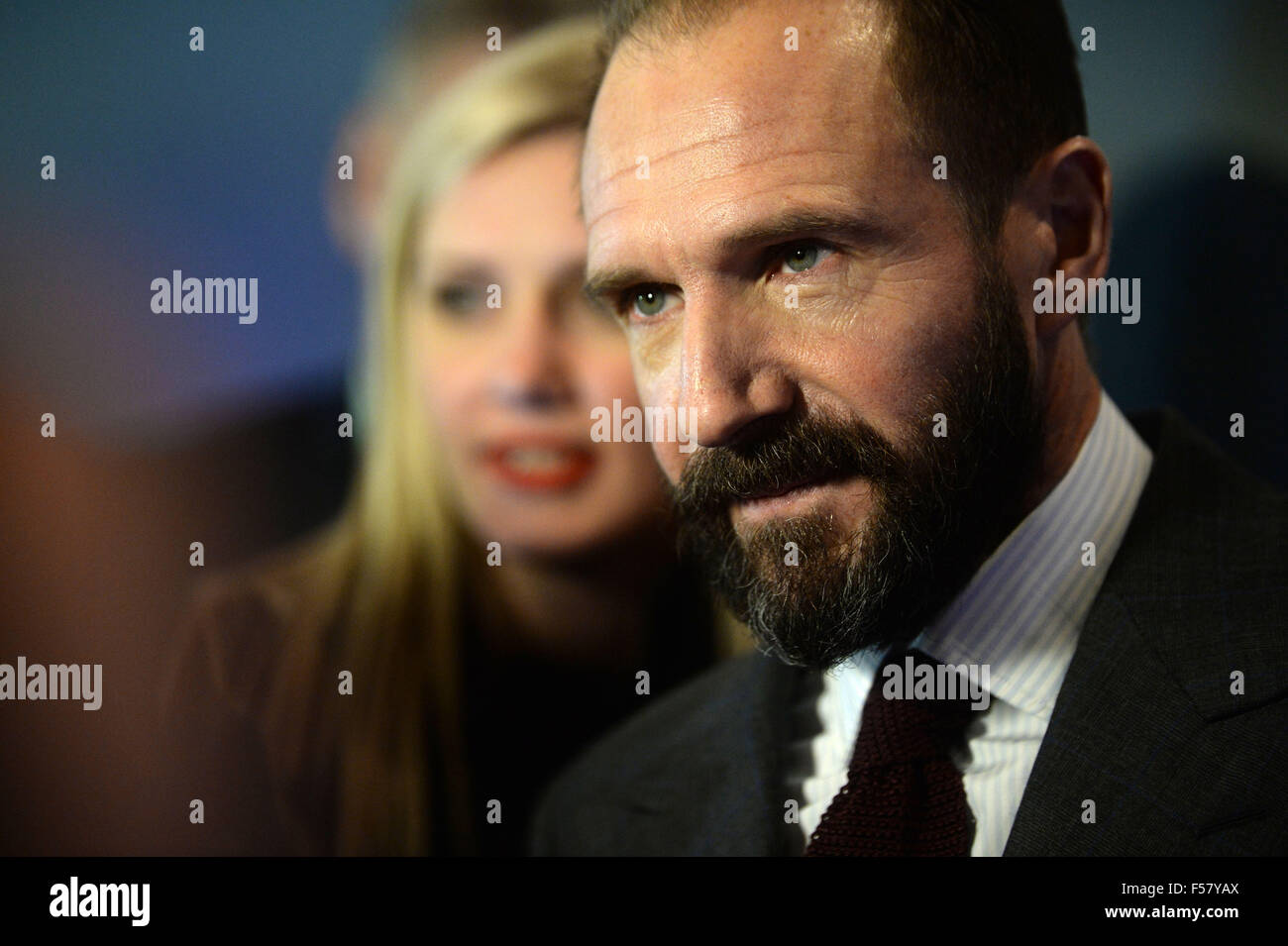 Moscow, Russia. 29th Oct, 2015. British actor Ralph Fiennes arrives at the new James Bond movie 'Spectre' premiere in Moscow, Russia, Oct. 29, 2015. © Pavel Bednyakov/Xinhua/Alamy Live News Stock Photo