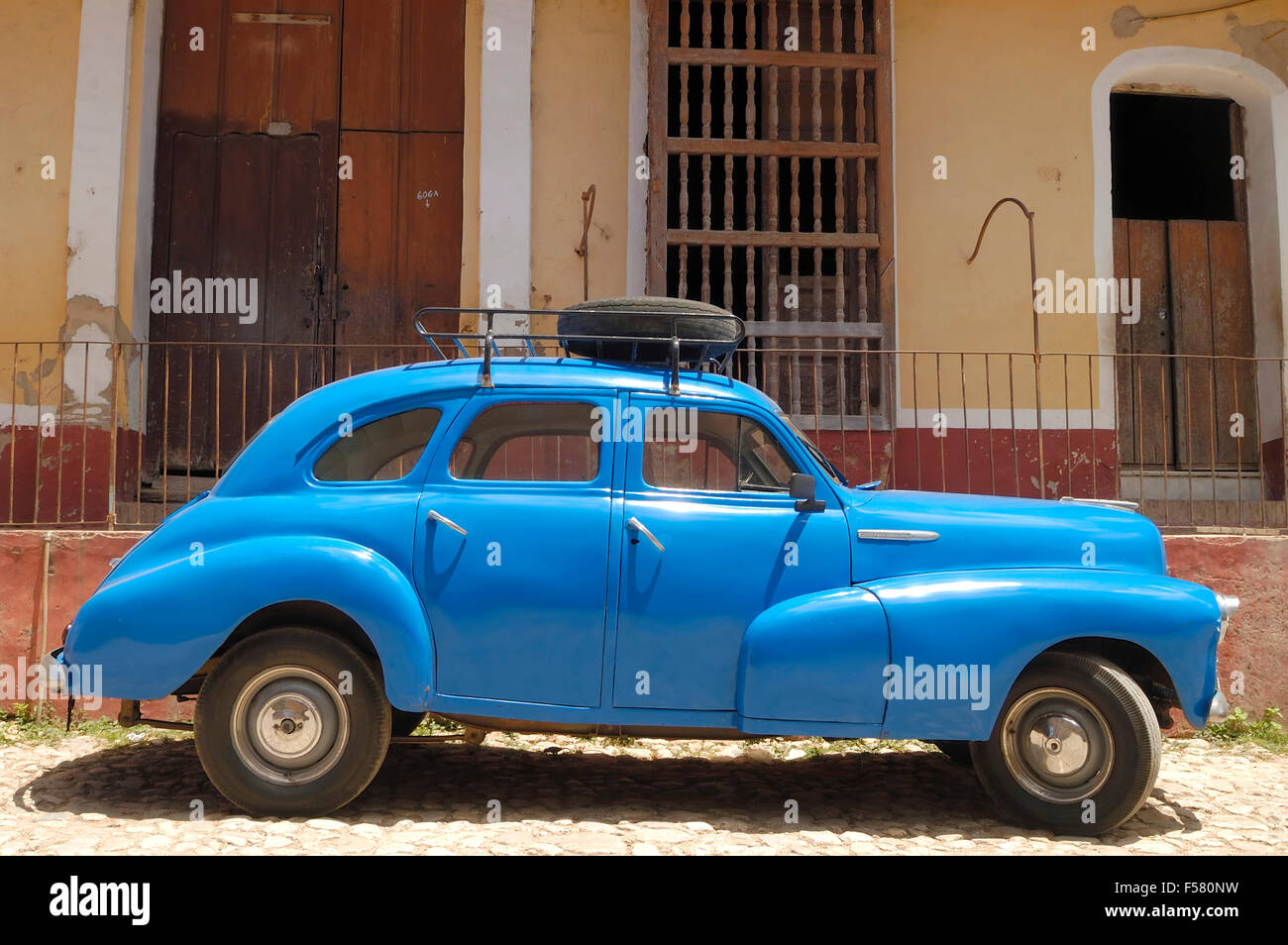 Old blue car at Cuba Stock Photo