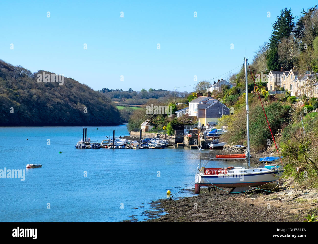 The riverside village of Malpas near Truro in Cornwall, UK Stock Photo