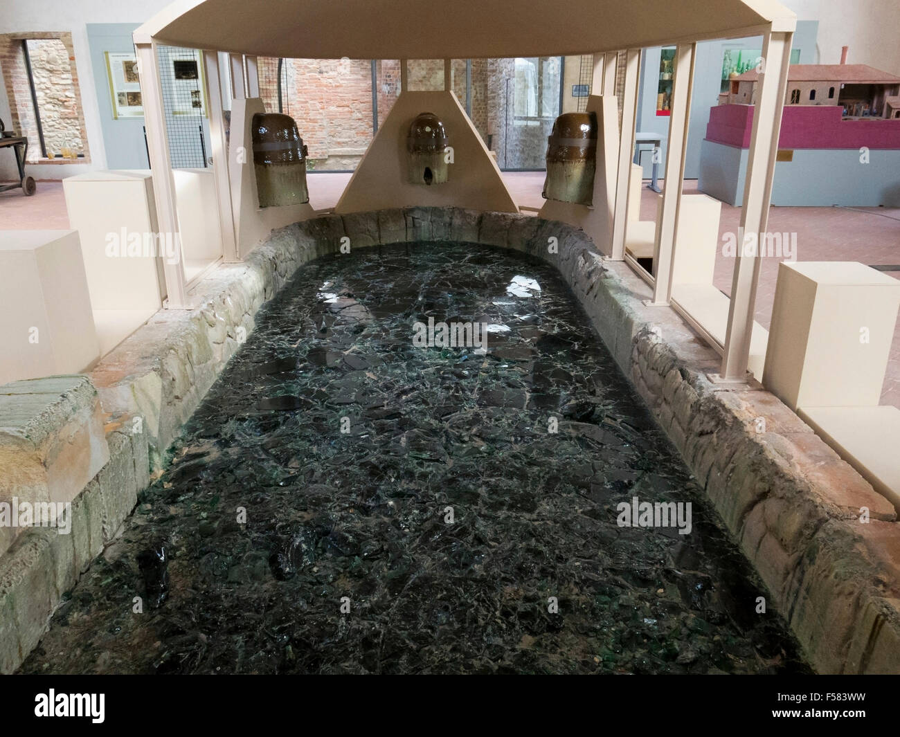 Glass Museum, ancient furnace with solidified glass, Piegaro, medieval village, Umbria, Italy Stock Photo