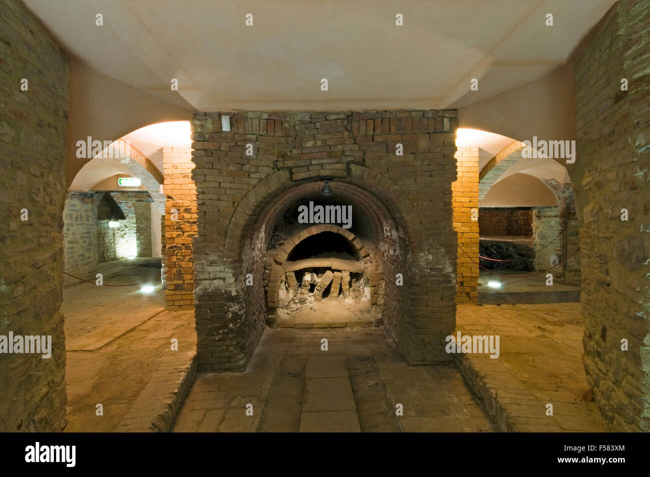 Remains of tunnel for the heating of the furnace, Glass Museum in Piegaro,  medieval village, Umbria, Italy Stock Photo
