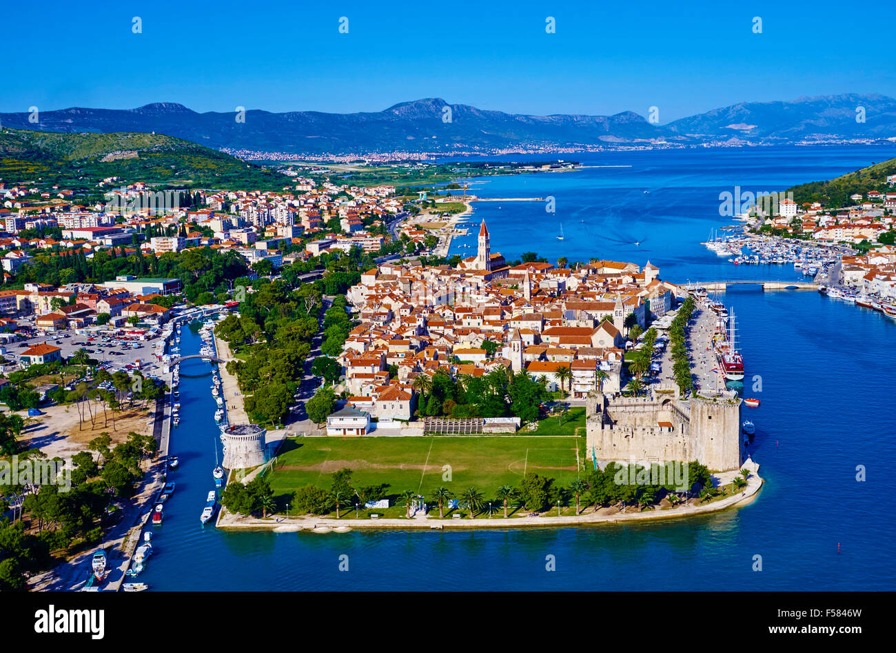 Croatia, Dalmatia, Trogir, Unesco world Heritage site, aerial view Stock Photo
