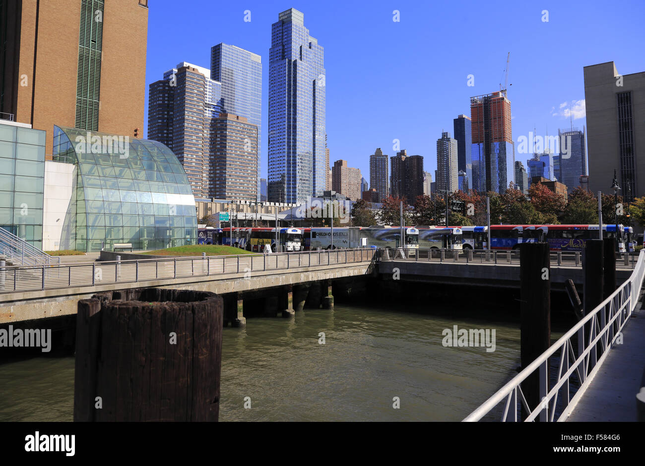 The view of high-rise buildings skyscrapers in west side of Manhattan ...