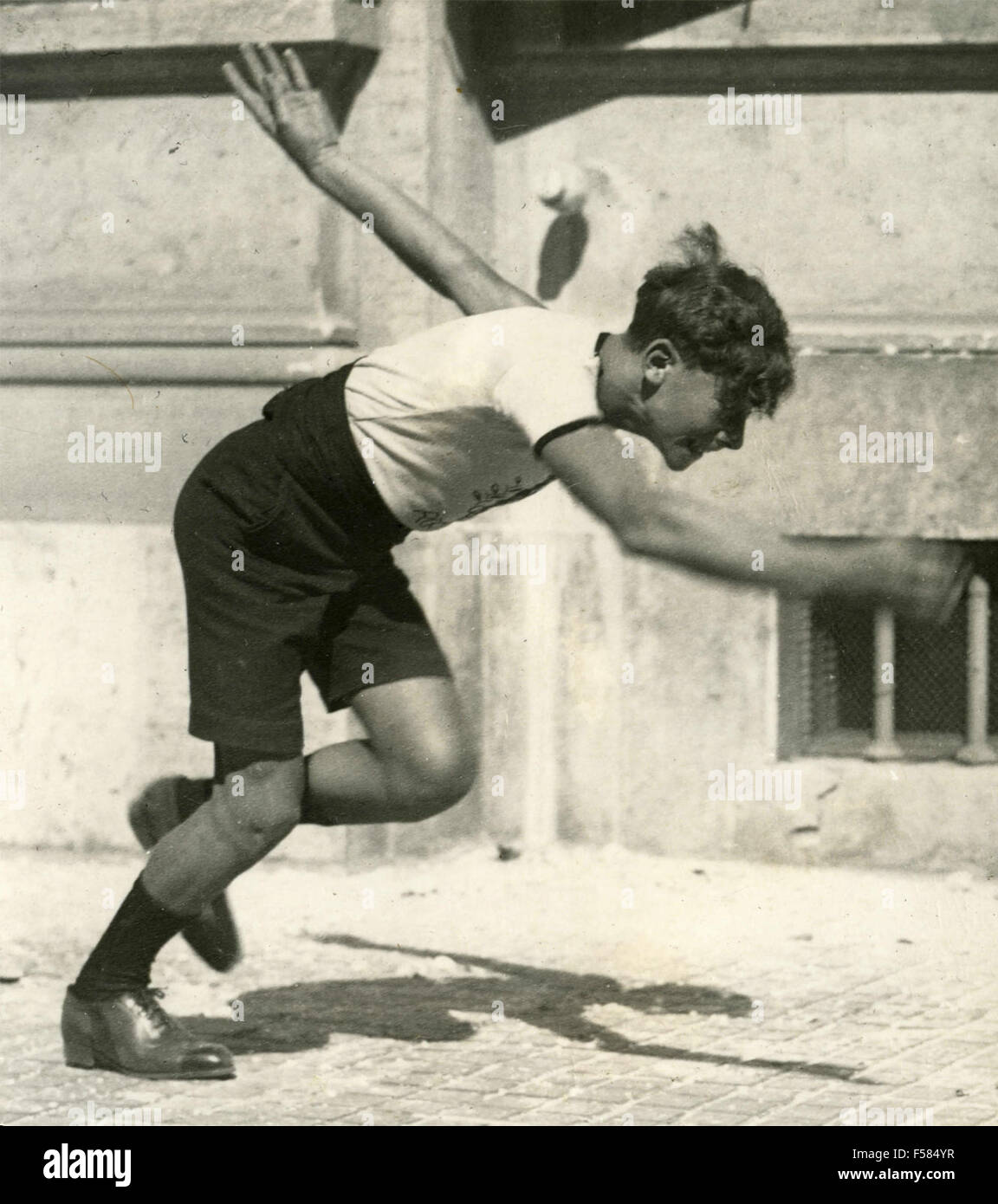 Athletic guy in the uniform of the National Balilla di Roma, Italy Stock Photo