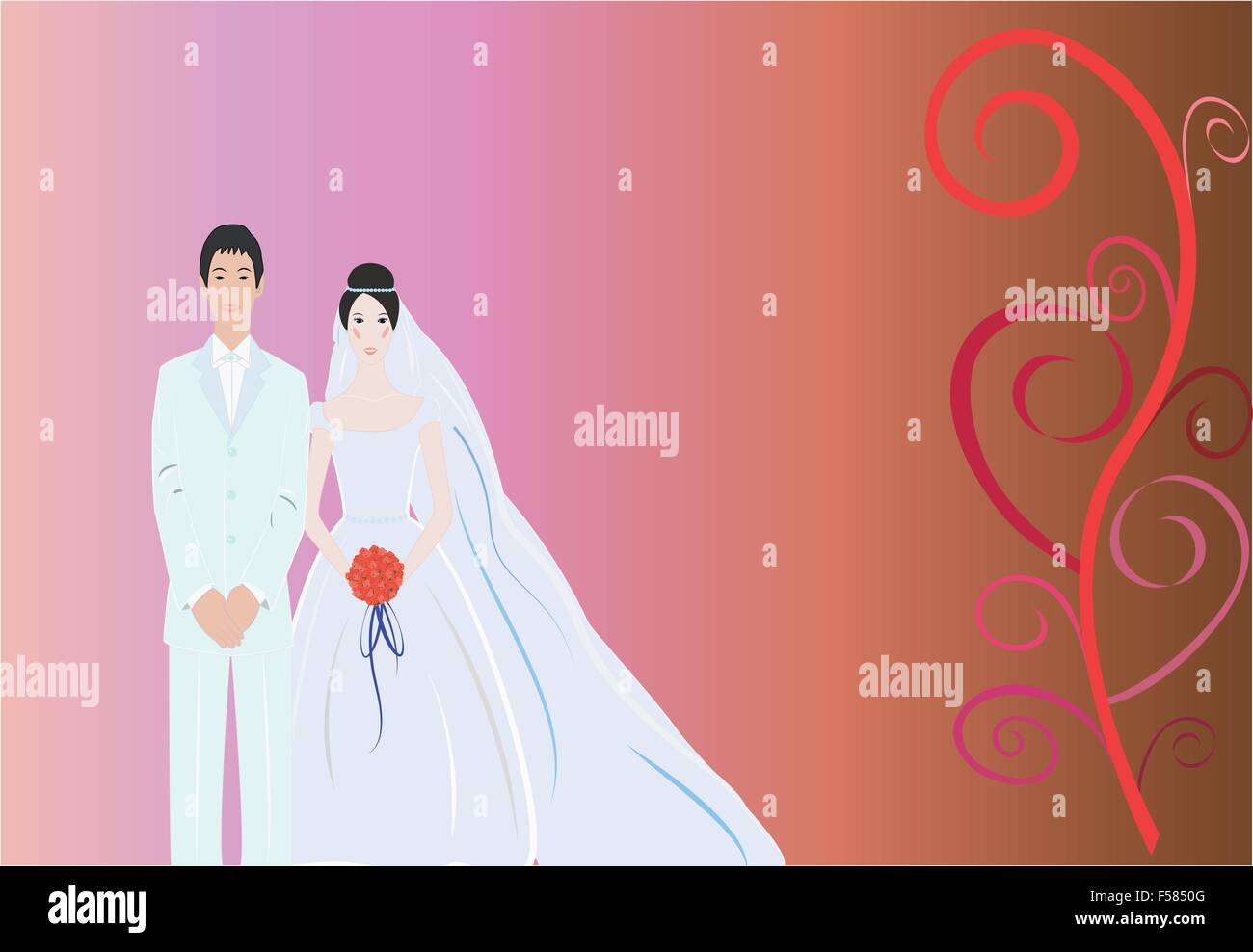 Beautiful simple bride with nice background Stock Vector