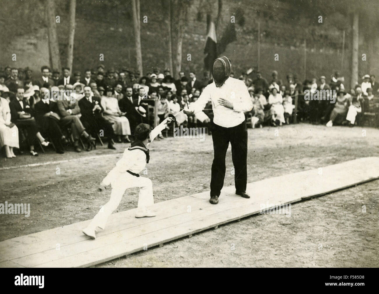 Exhibition of fencing, children, Roma, Italy Stock Photo