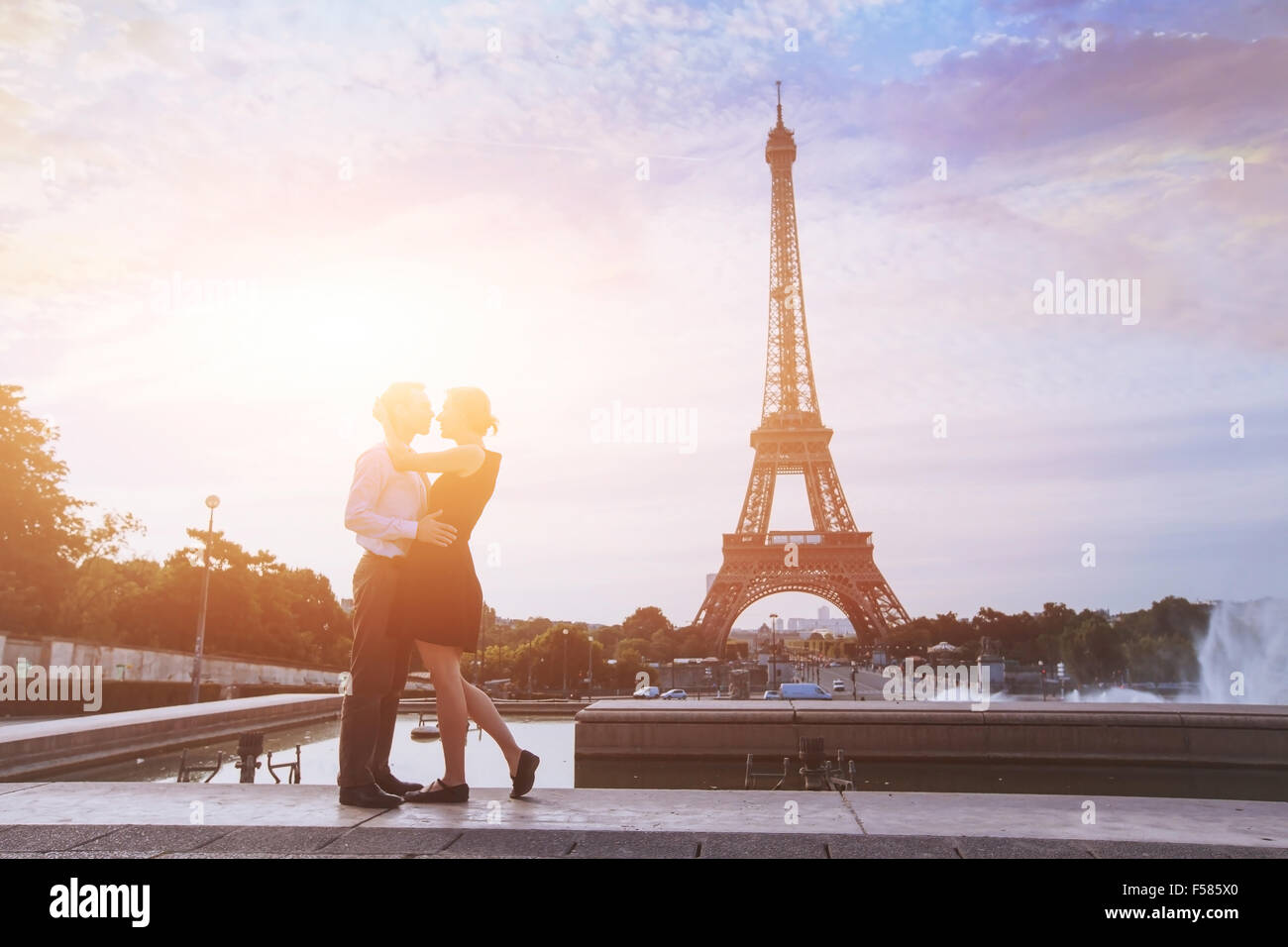 honeymoon in Paris, romantic vacations for loving couple in France Stock Photo