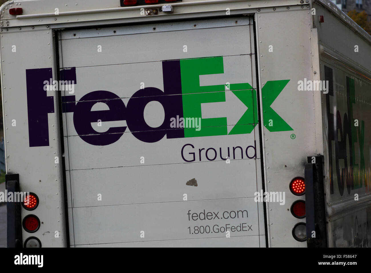 A FedEx delivery truck Stock Photo