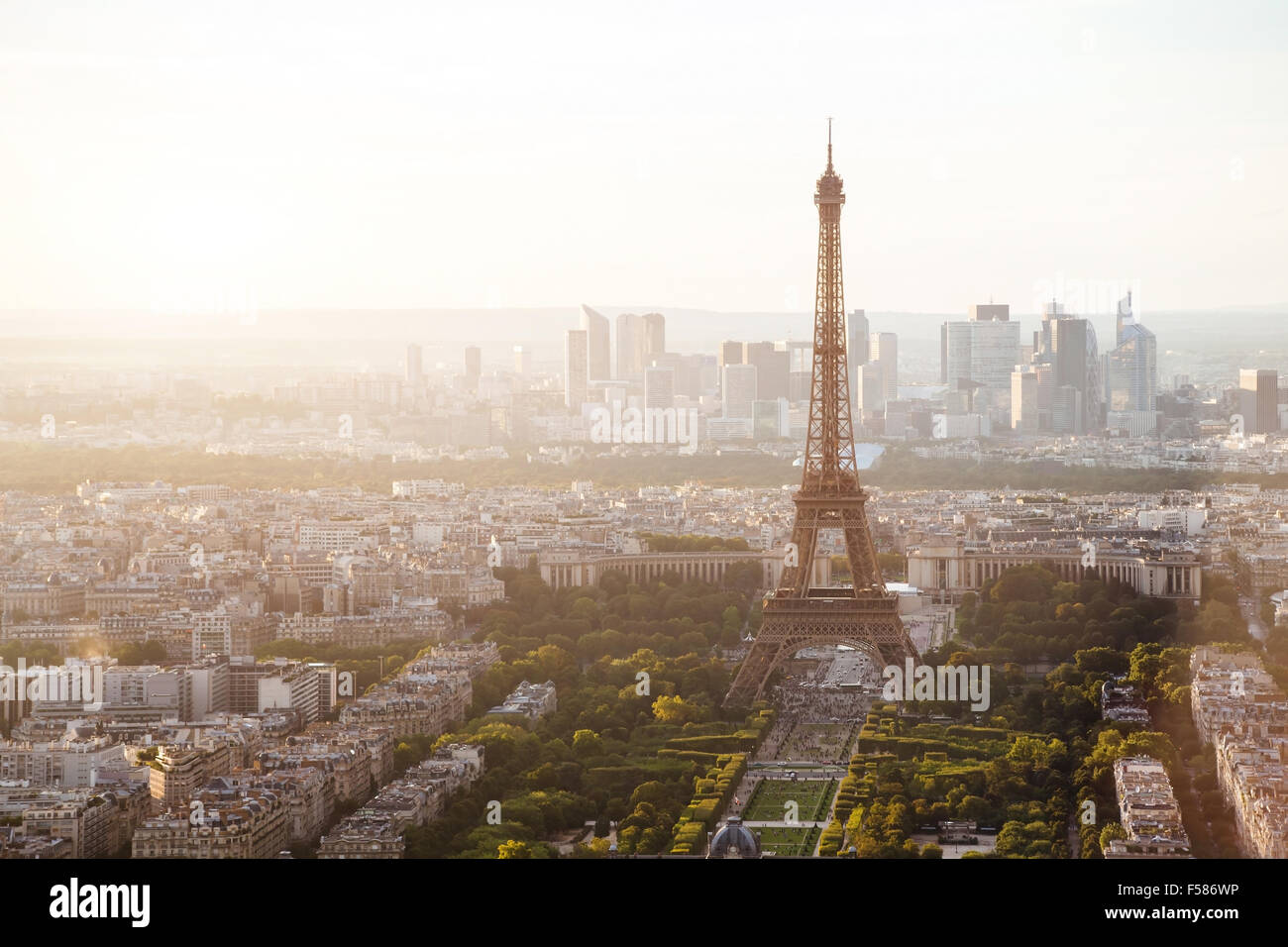 beautiful view of Paris with Eiffel tower Stock Photo