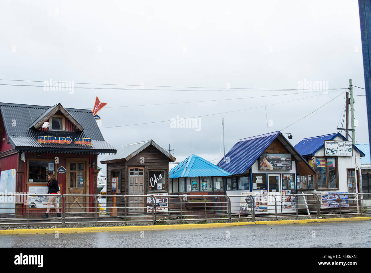 Tour operators' kiosks, Ushuaia Stock Photo