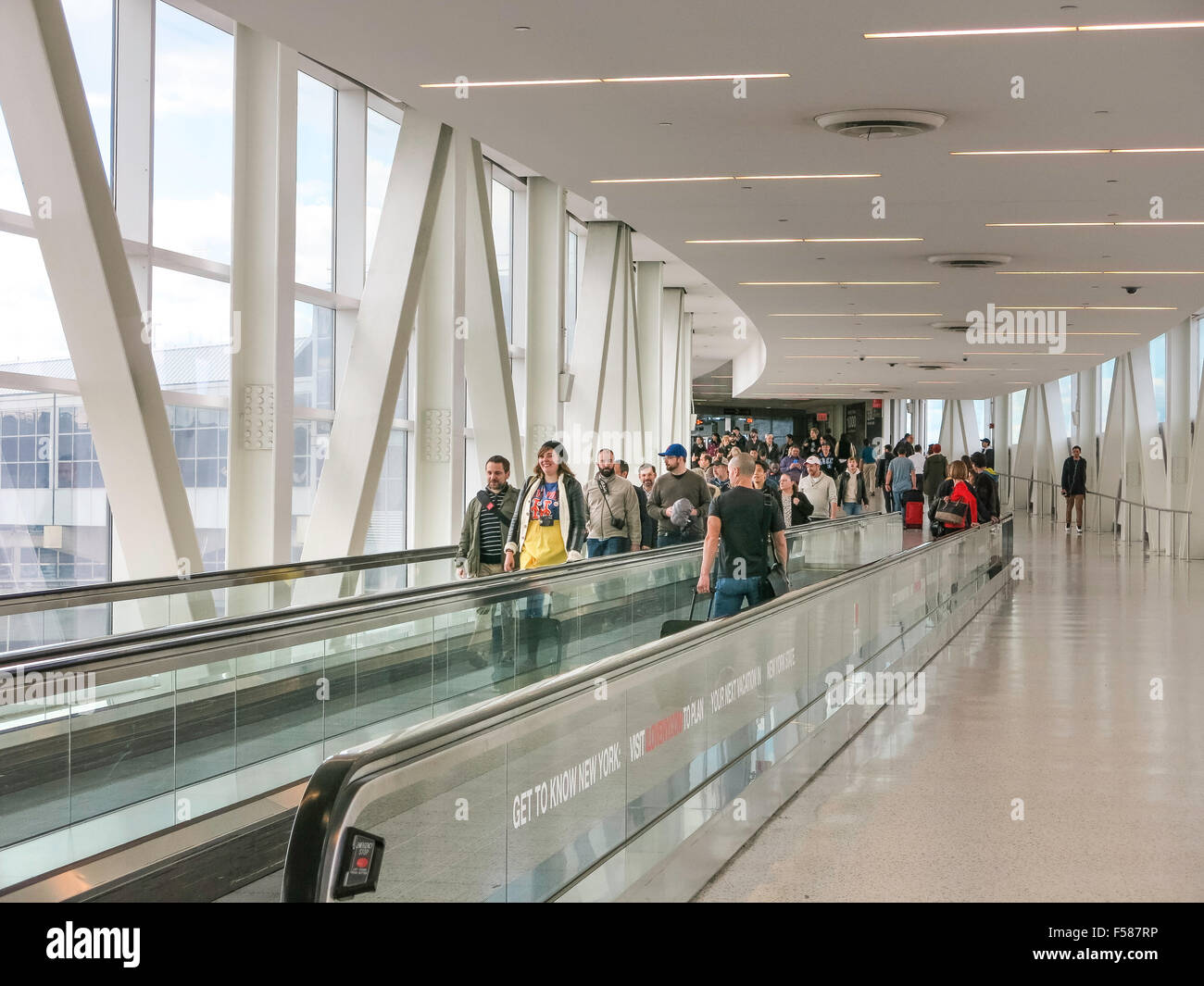 Airport Travelers, Moving Sidewalks at John F. Kennedy International Airport, New York Stock Photo