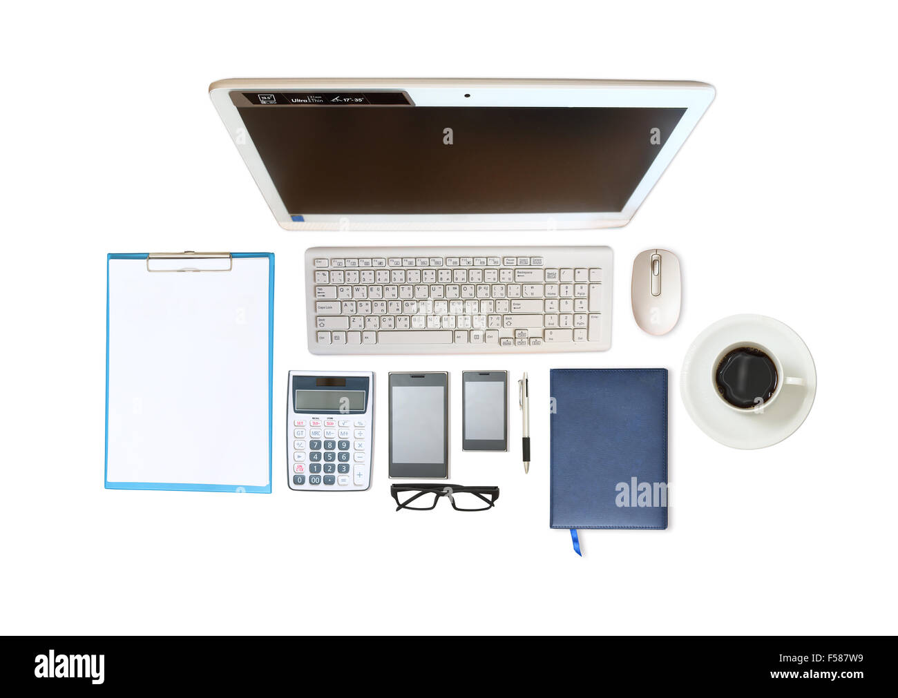 image of business and financial report on white desk Stock Photo