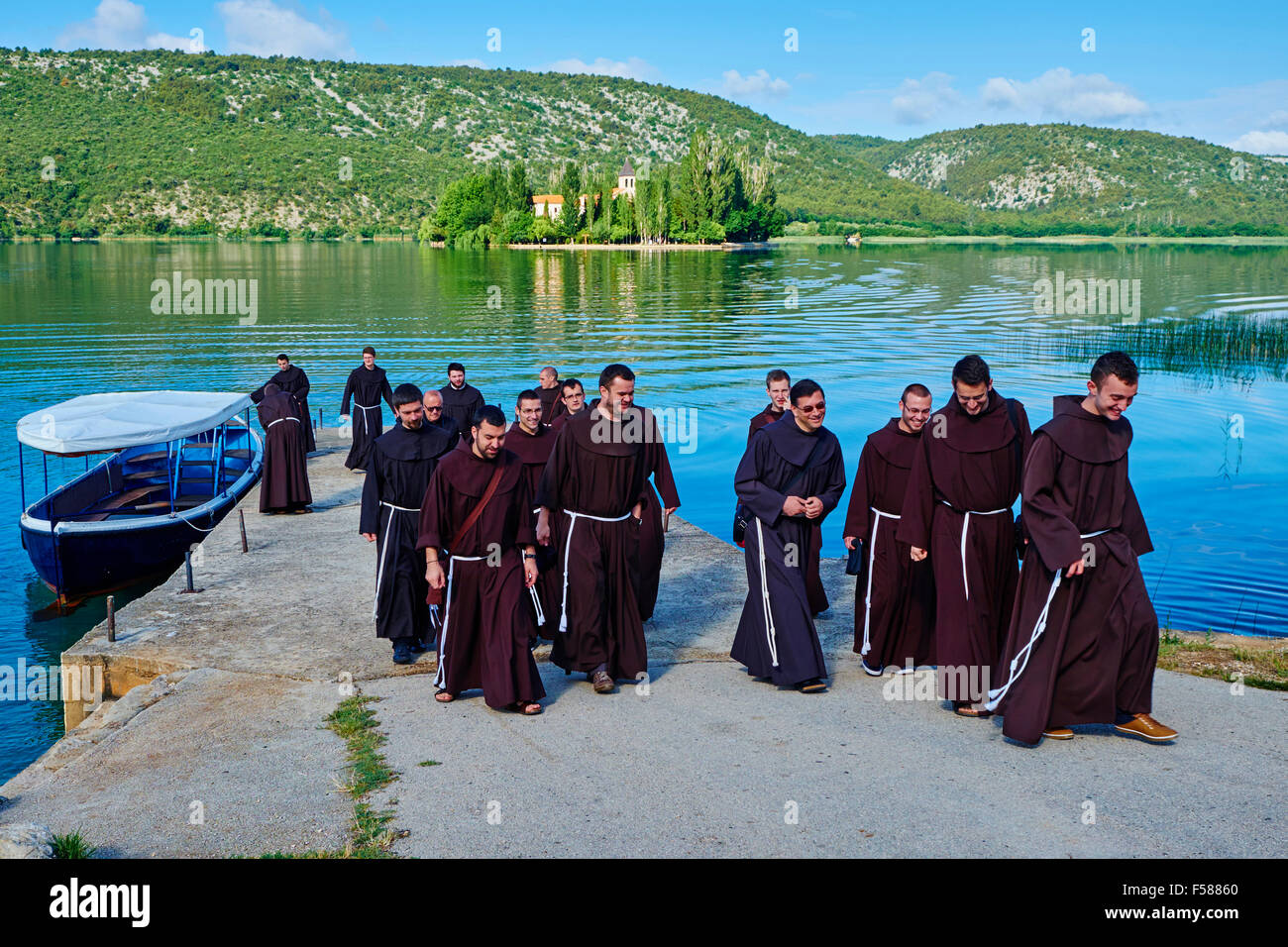 Croatia, Dalmatia, Sibenik-Knin, Krka National Park, Roman Catholic Franciscan monastery Visovac Stock Photo