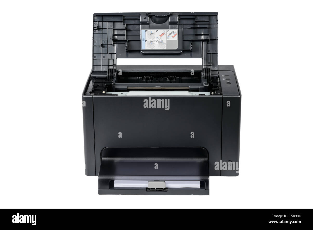 black laser printer with opened front cover, isolated on white Stock Photo Alamy