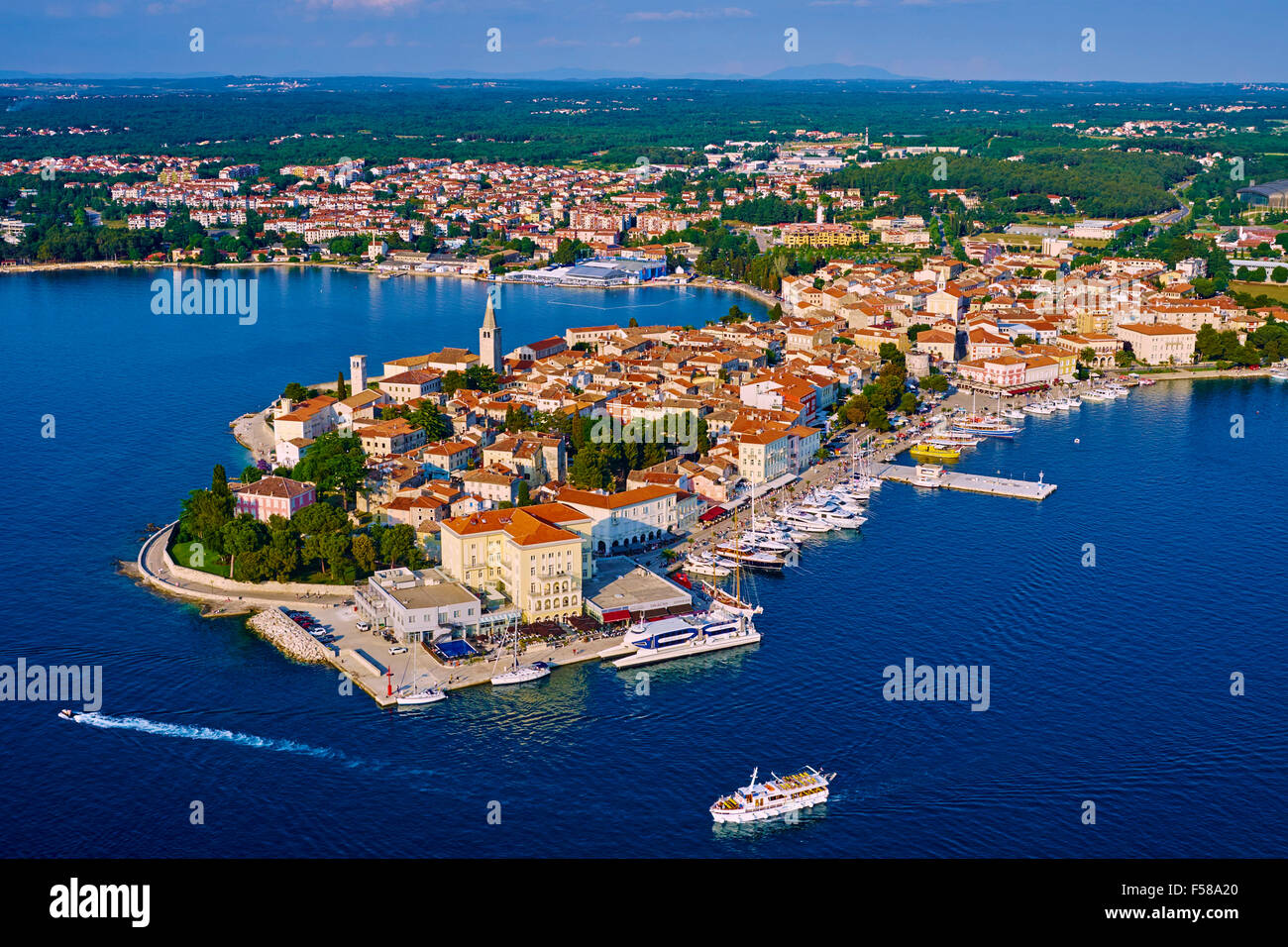 Croatia, Adriatic coast, Istria, village of Porec, aerial view Stock Photo