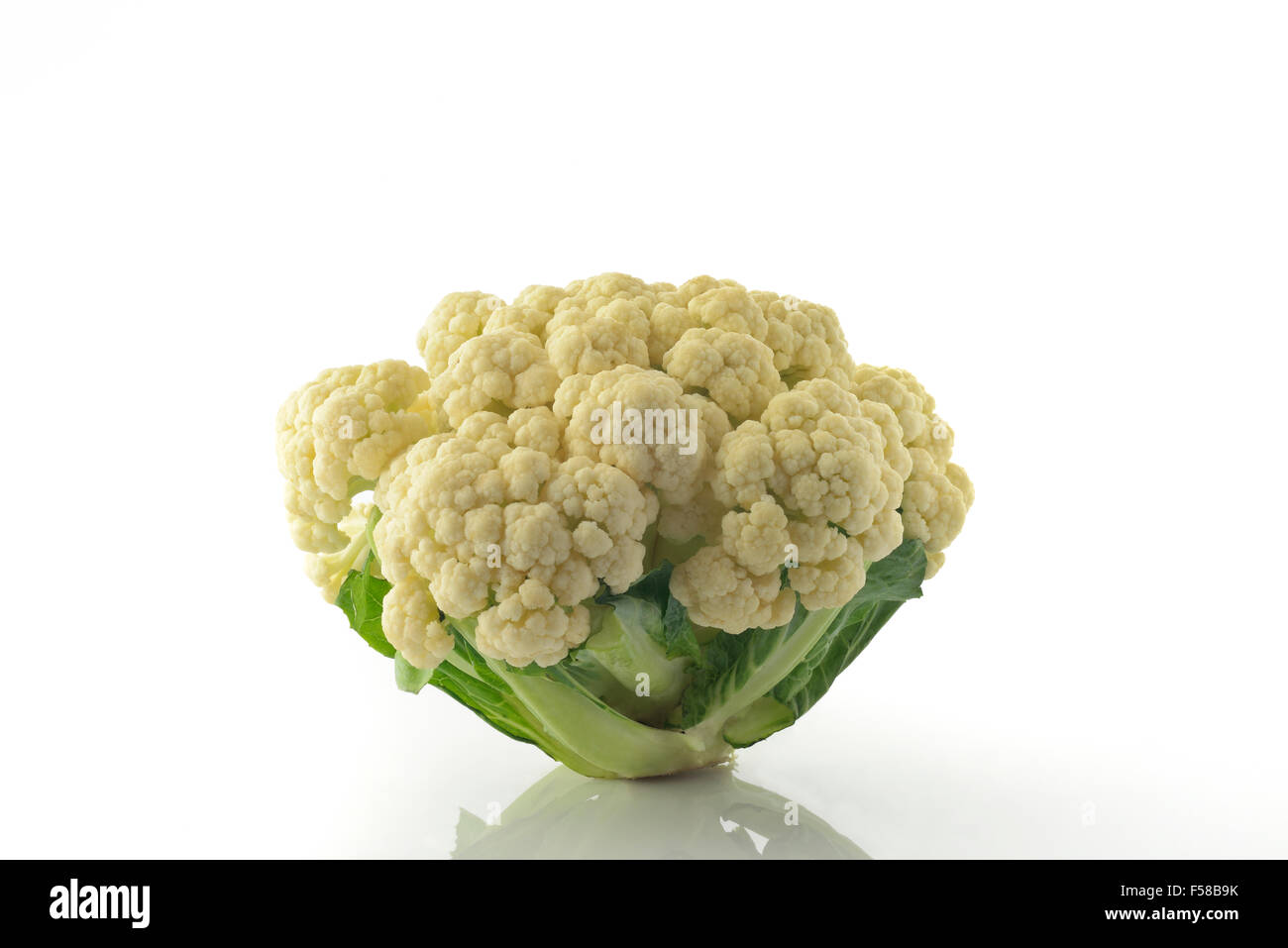 Fresh Cauliflower On White Background . Stock Photo