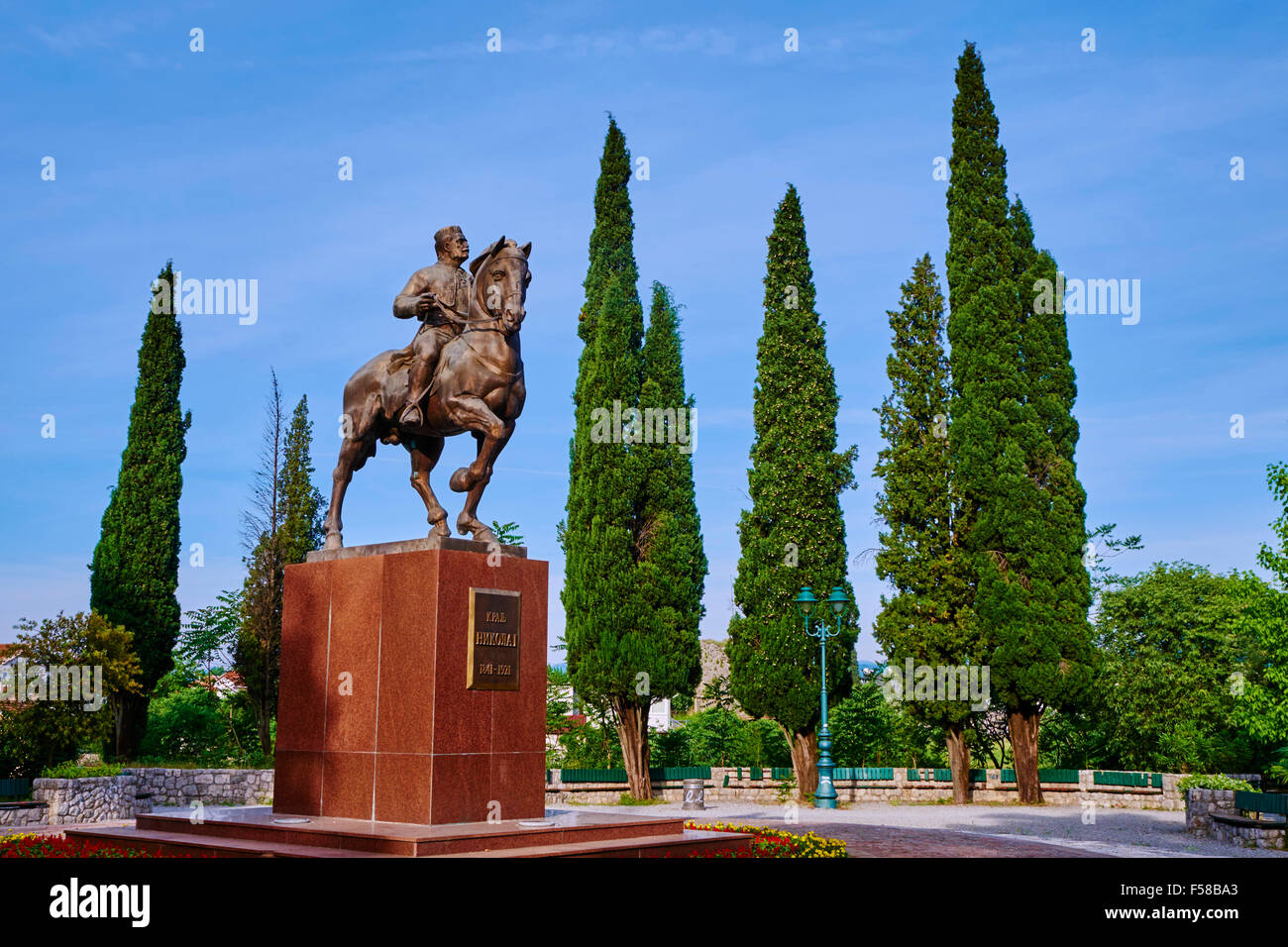 Montenegro, central region Podgorica capital city, statue of Nicolas 1 Stock Photo
