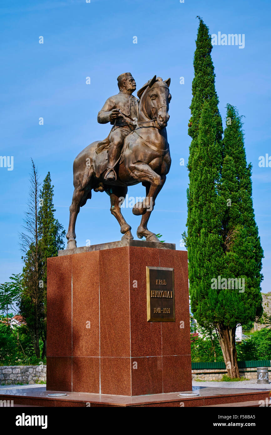 Montenegro, central region Podgorica capital city, statue of Nicolas 1 Stock Photo