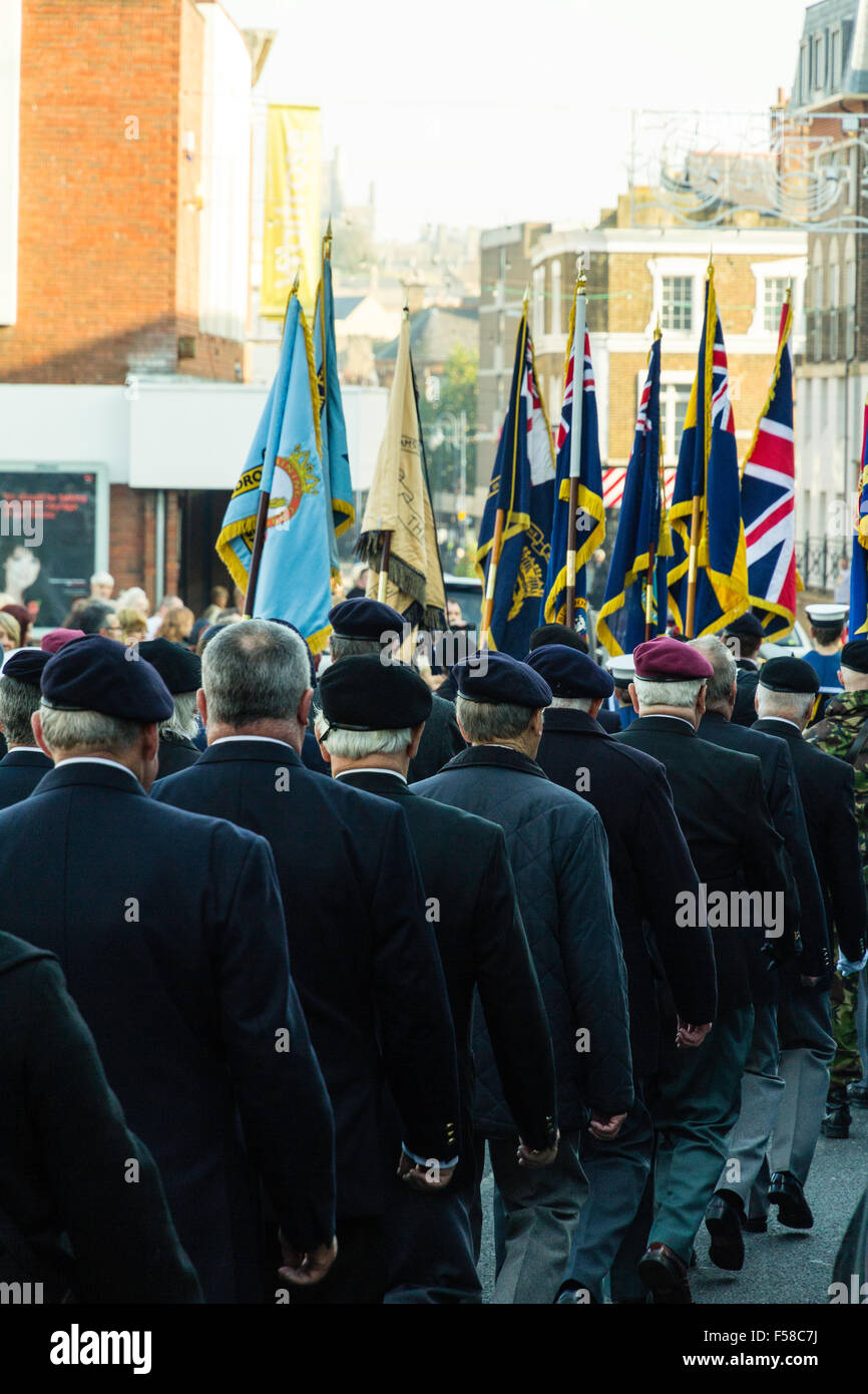 England, Ramsgate. November Remembrance Sunday. View from behind of