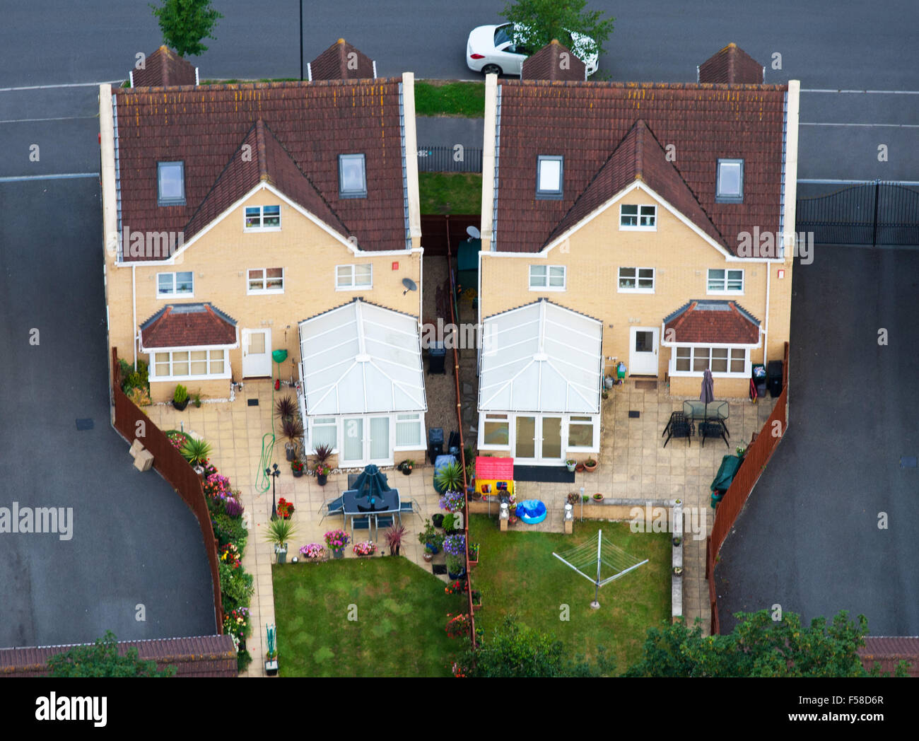 Aerial views of houses Stock Photo