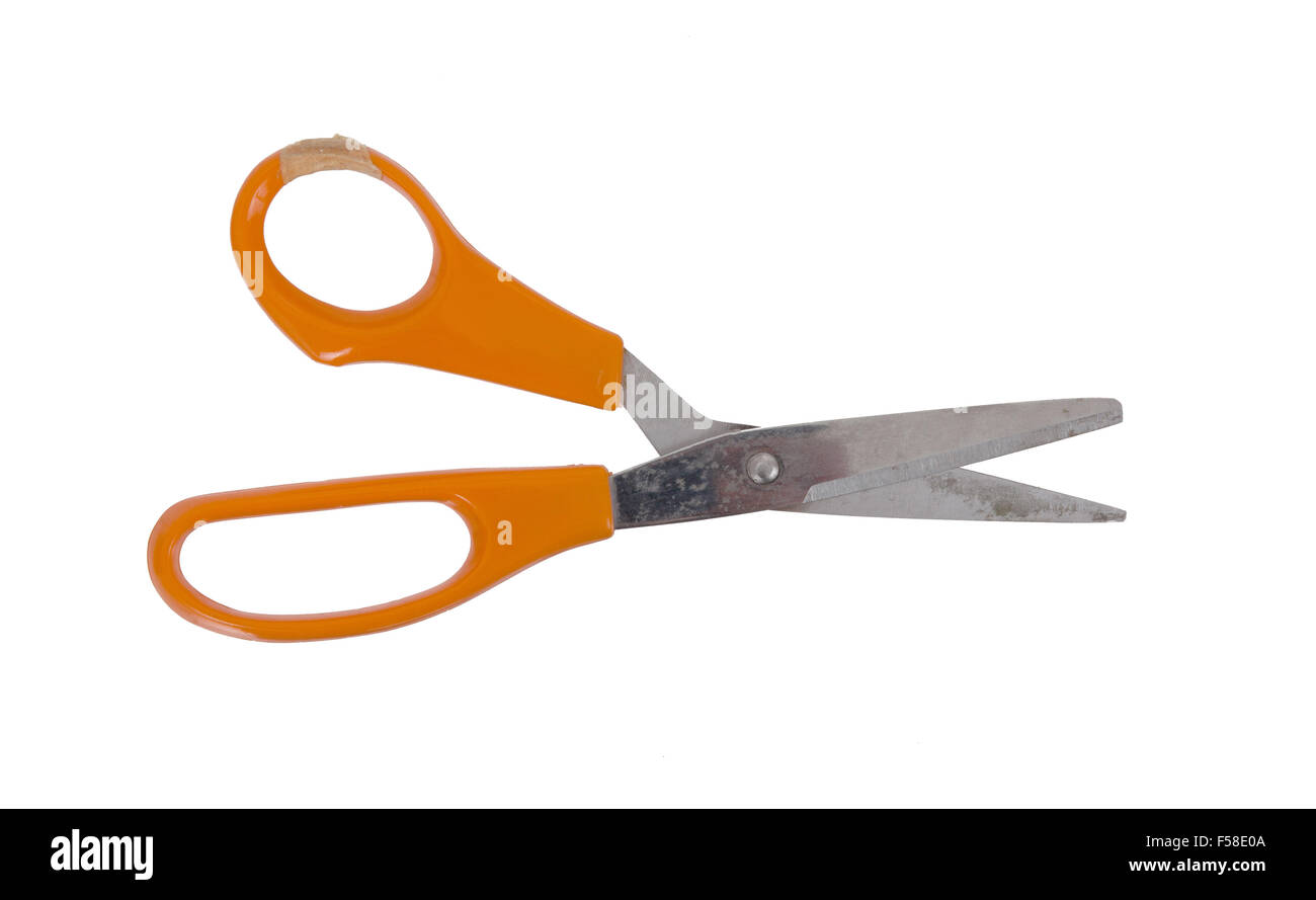 Old dirty scissors on a white background Stock Photo - Alamy