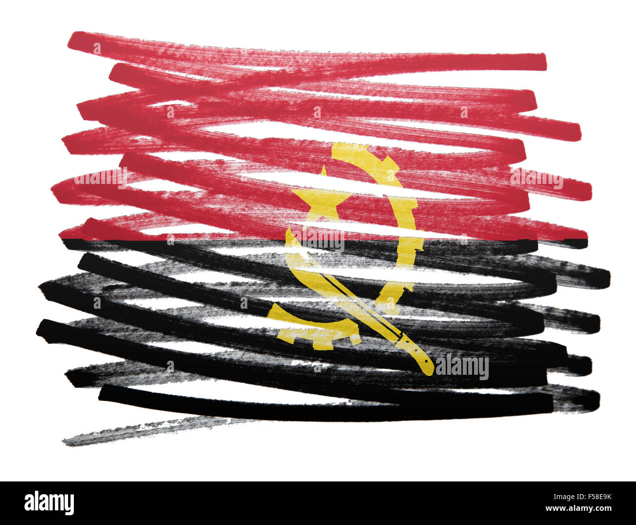 Flag illustration made with pen - Angola Stock Photo