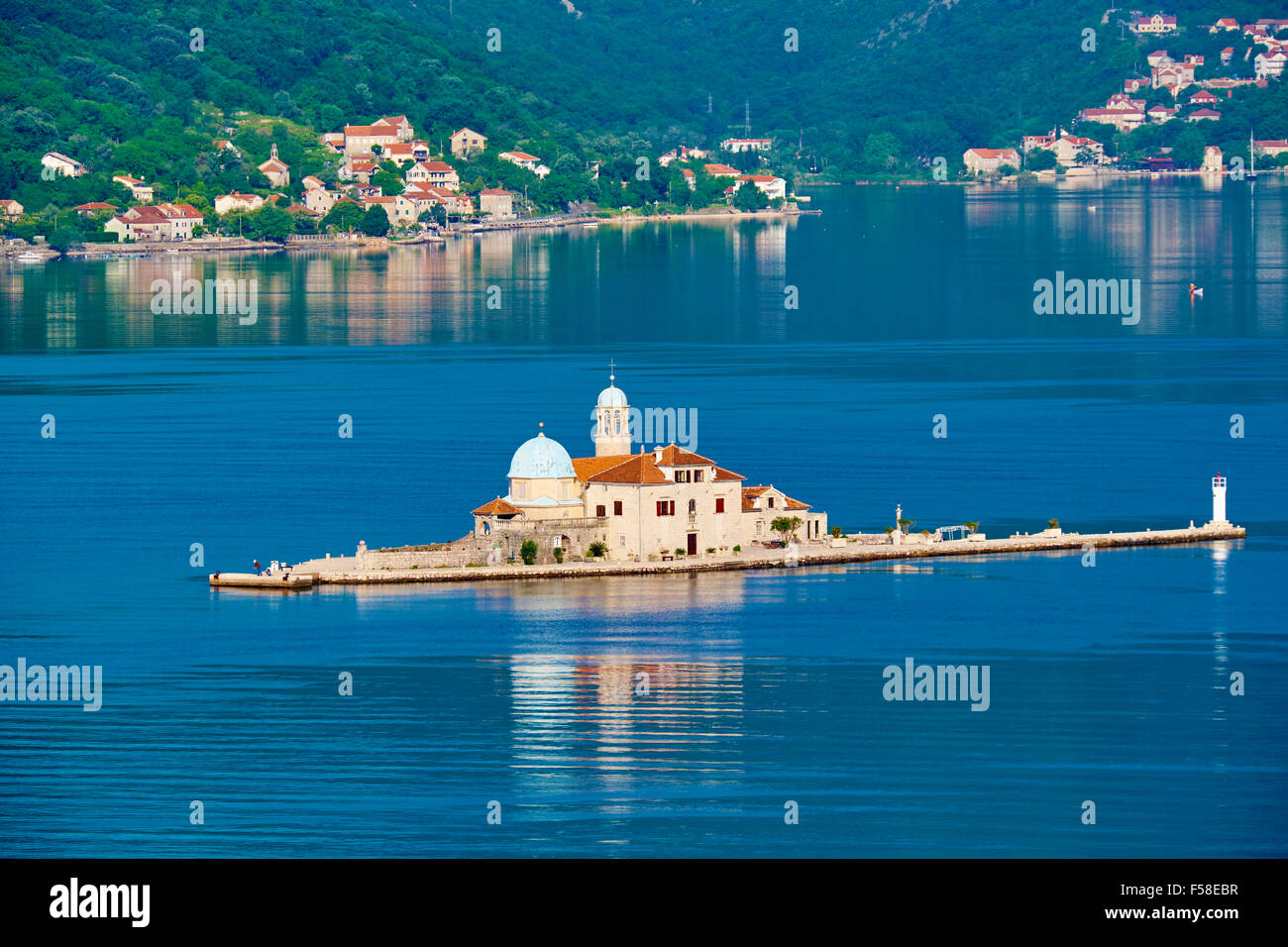Montenegro, Adriatic coast, Bay of Kotor, Perast, Island of Our Lady of the Rock island Stock Photo