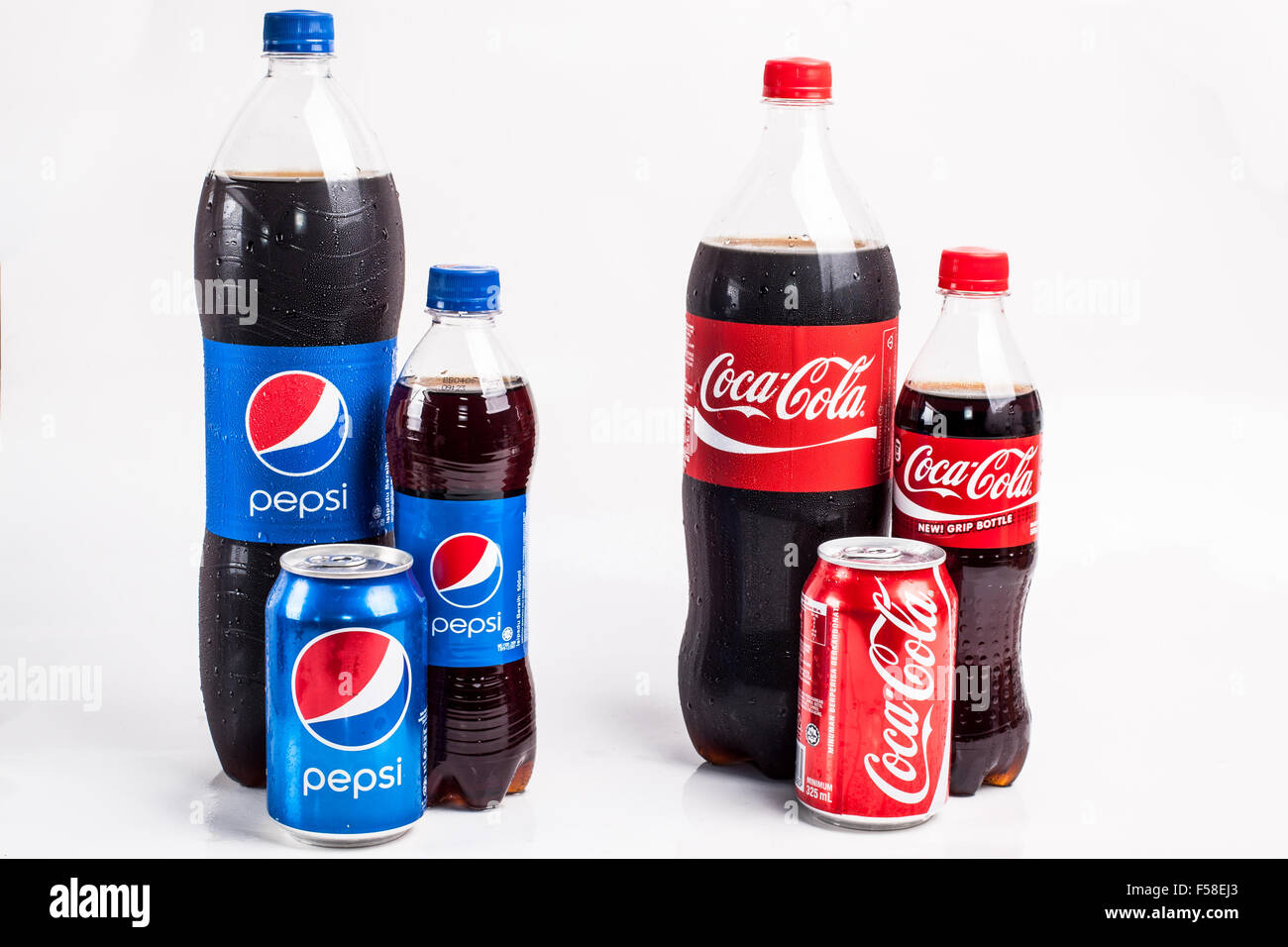 KUALA LUMPUR, MALAYSIA - OCTOBER 31st, 2015. Pepsi and Coca Cola drinks. Stock Photo