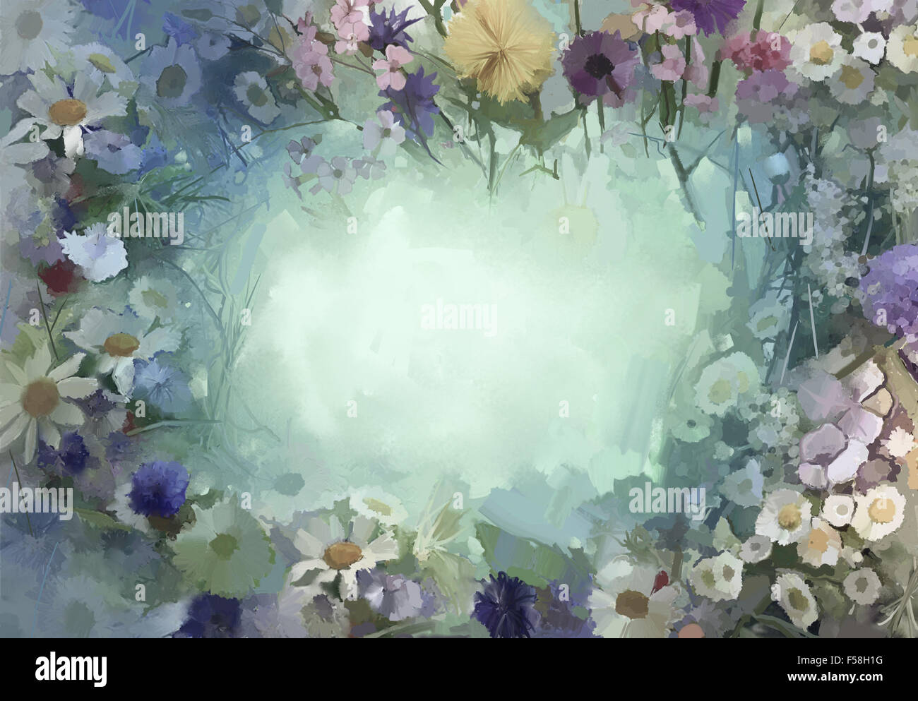 Vintage Flowers Painting Flowers In Soft Color And Blur Style For