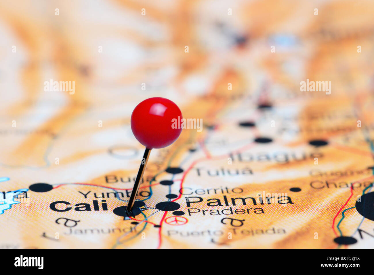 Cali pinned on a map of America Stock Photo