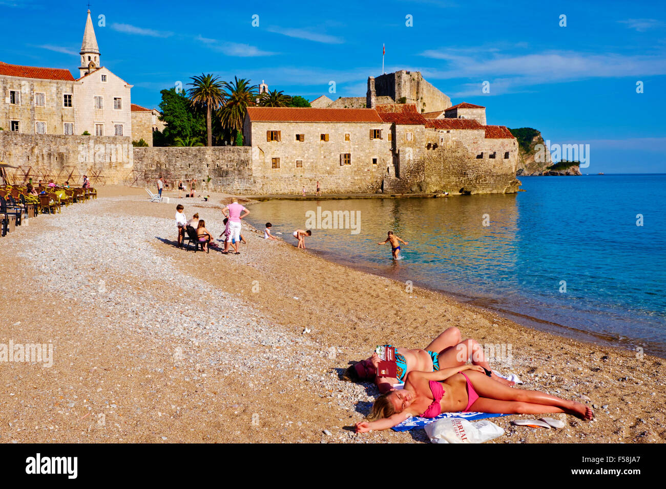 Montenegro, Adriatic coast, old city of Budva, Stari Grad Stock Photo