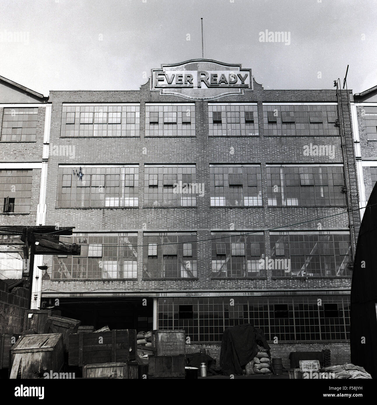 1950s historical, exterior view of Ever Ready factory Stock Photo Alamy