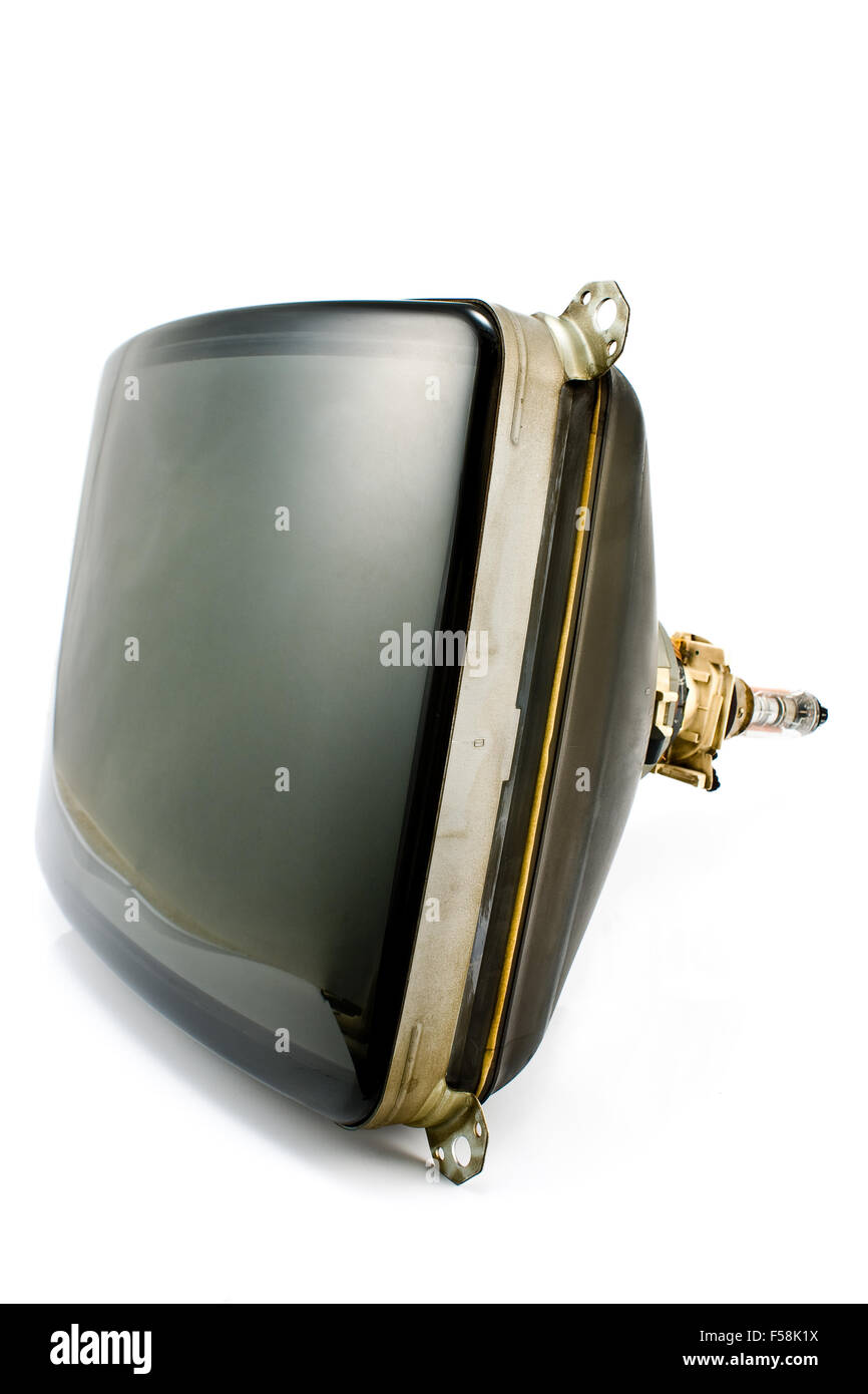 Old television cathode tube isolated on white Stock Photo