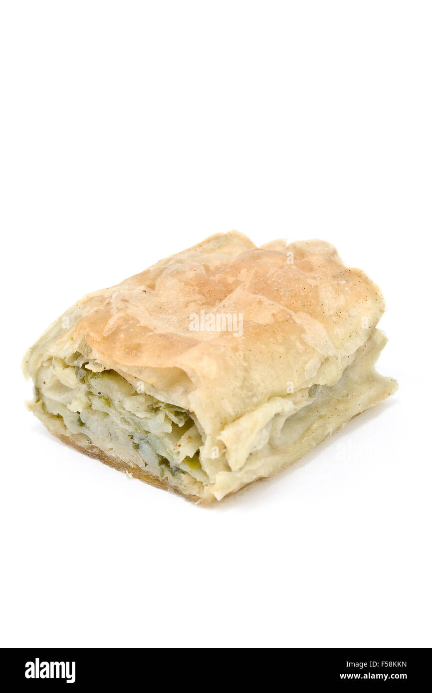 Puff pastry with potato isolated on white Stock Photo