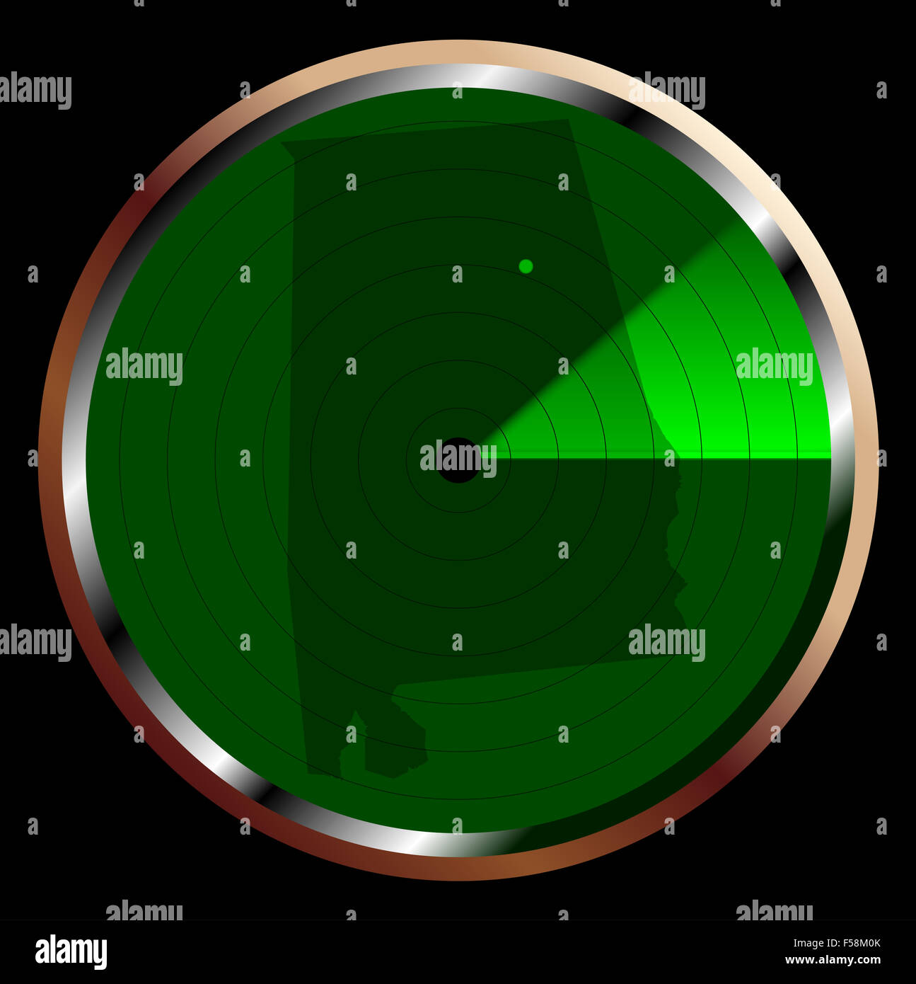 The screen of a typical radar device in green sweeping over Alabama Stock Photo Alamy