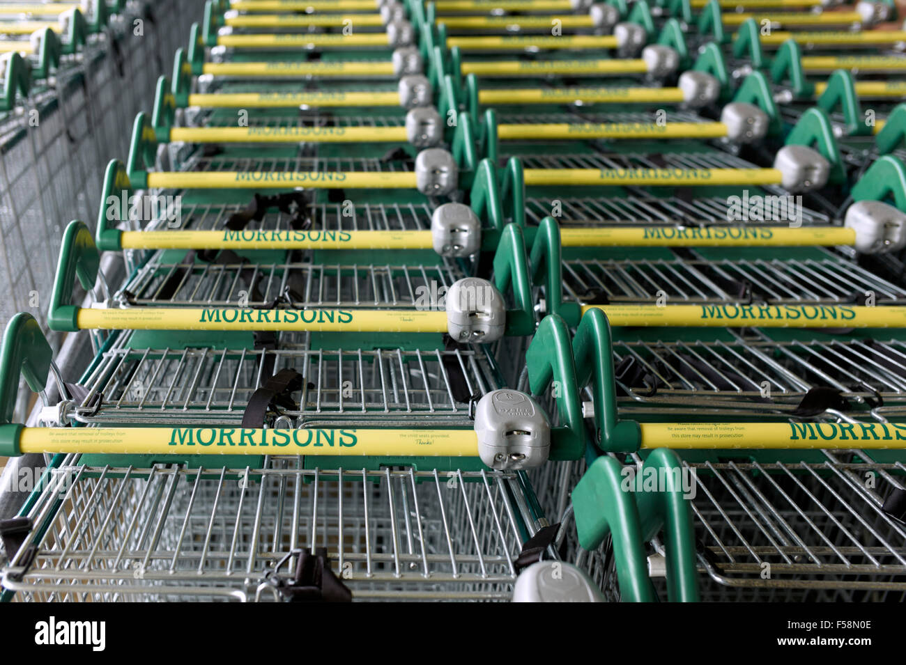 Morrisons shopping trolleys Stock Photo