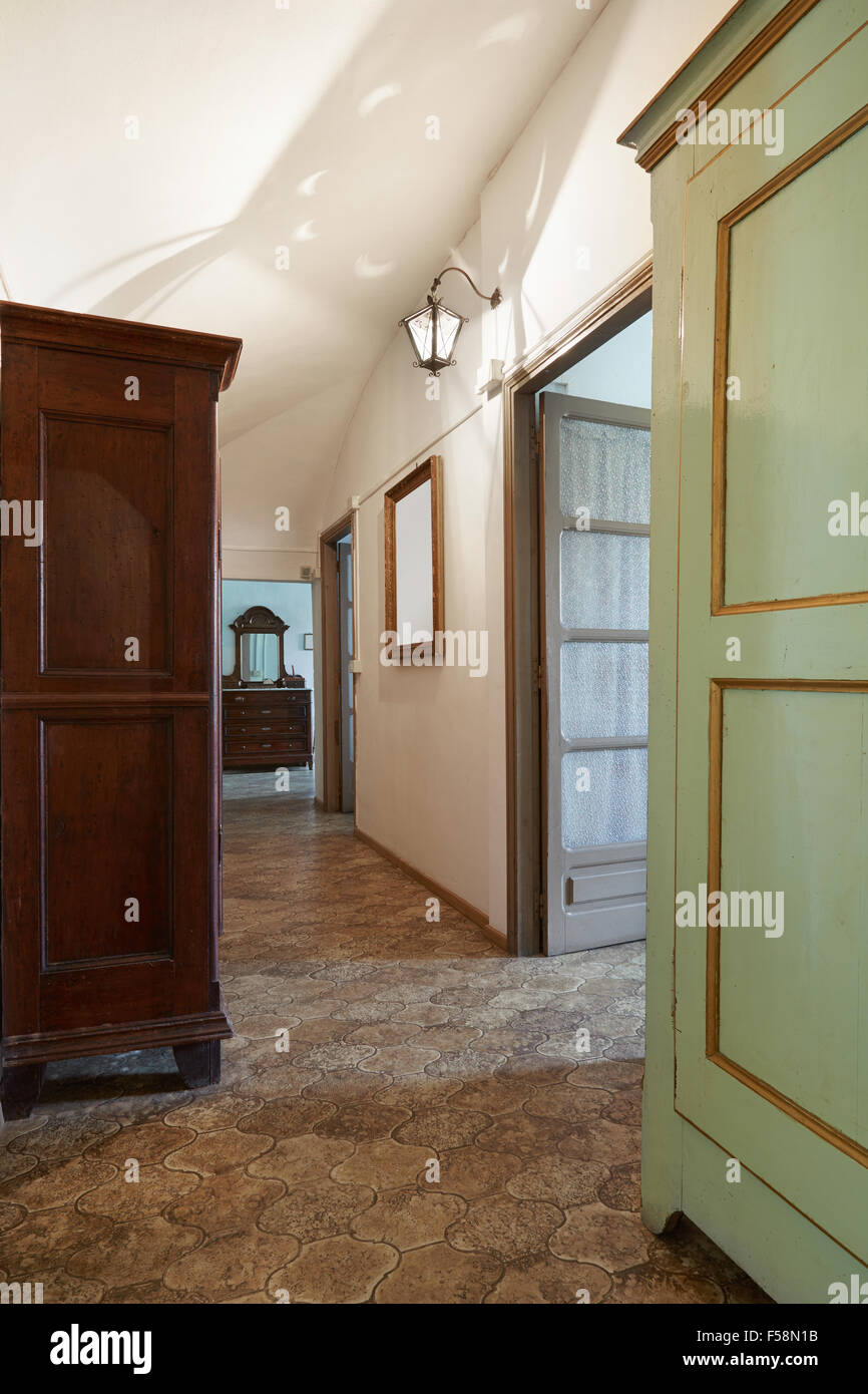 Hallway, corridor room in old house Stock Photo