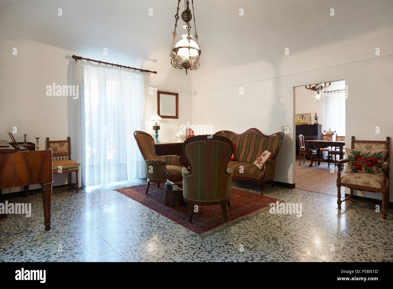Living room with antiquities, interior Stock Photo