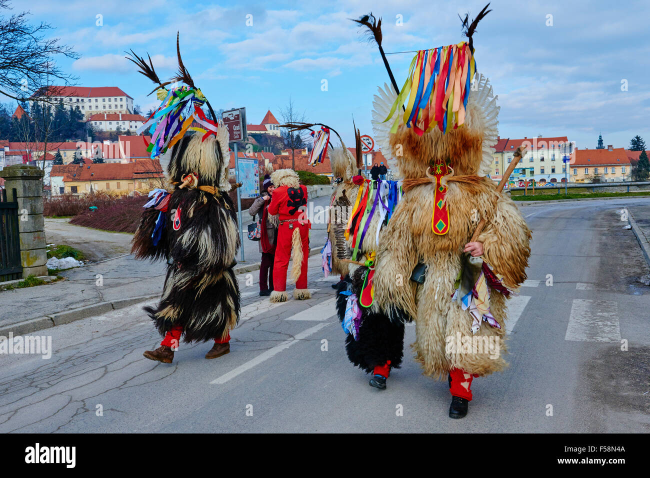 Slovenia, Lower Styria Region, Ptuj, town on the Drava River banks, carnival. The Kurent are the main figure wears a massive she Stock Photo