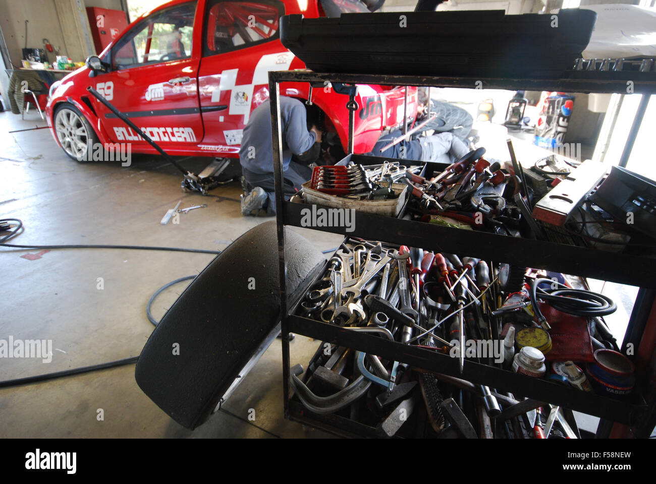 toolchest of Renault Clio team at Zolder race circuit, Belgium Stock ...